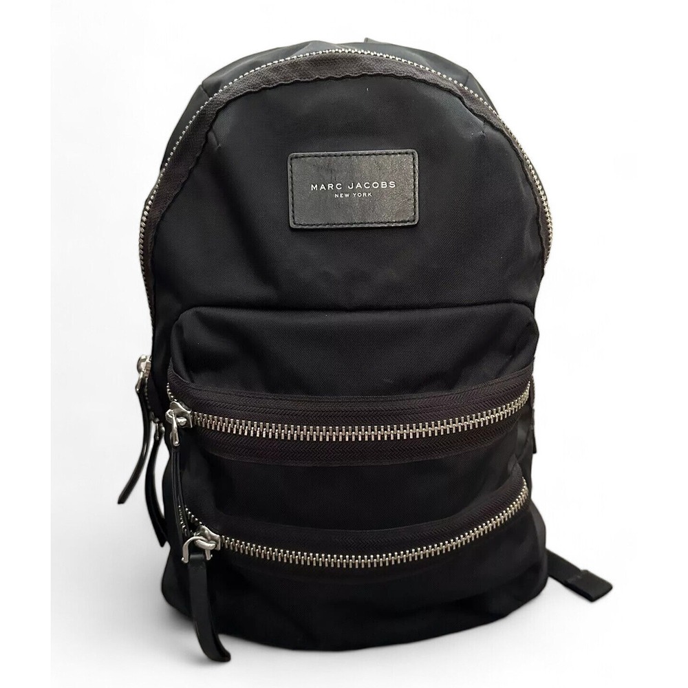 Marc Jacobs Mini Biker Backpack Black Nylon Designer Zip Daypack